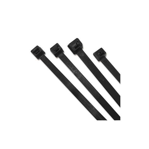 UV Stabilized Cable Tie, 175 lb Tensile Strength, 48 in L, Black, 50 EA/BG