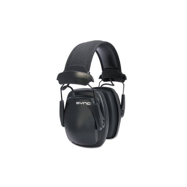 Sync Stereo Earmuff, 25 dB NRR, Black, Over the Head Pack of 2