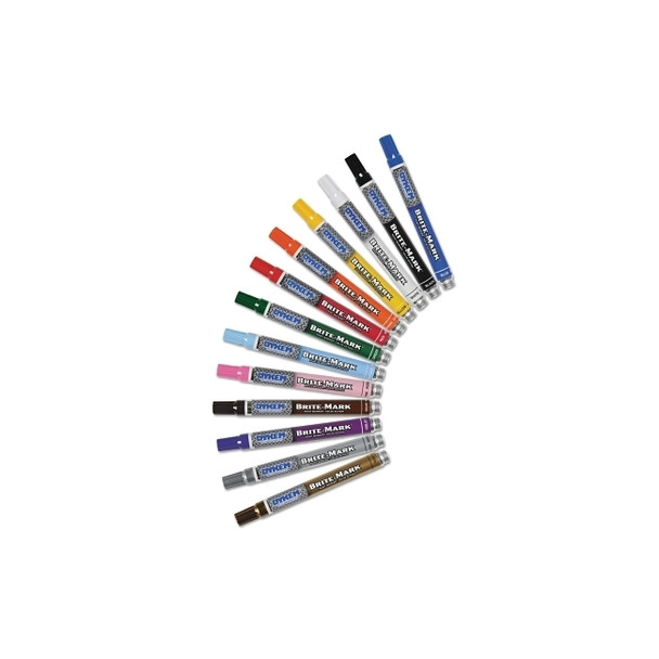 BRITE-MARK® Medium Permanent Paint Marker, Valve Action, Blue Pack of 12