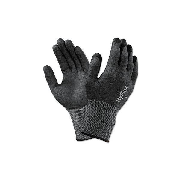 11-840 Nitrile Foam Palm Coated Gloves, Size 6, Black