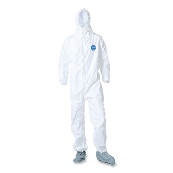 Tyvek® 400 Coverall, Serged Seams,Attached Hood, Boots, Elastic Waist/Wrist/Ankles, Front Zipper, Storm Flap, White, 3X-Large Tyvek® 400 Coverall, Serged Seams,Attached Hood, Boots, Elastic Waist/Wrist/Ankles, Front Zipper, Storm Flap, White, 3X-Large