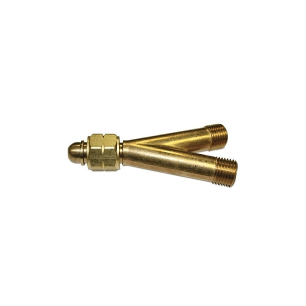 Y Connection, 200 psig, Brass, B-Size (F) Inlet to B-Size (M) Outlet, CGA-023, Acetylene/Fuel Gases, LH