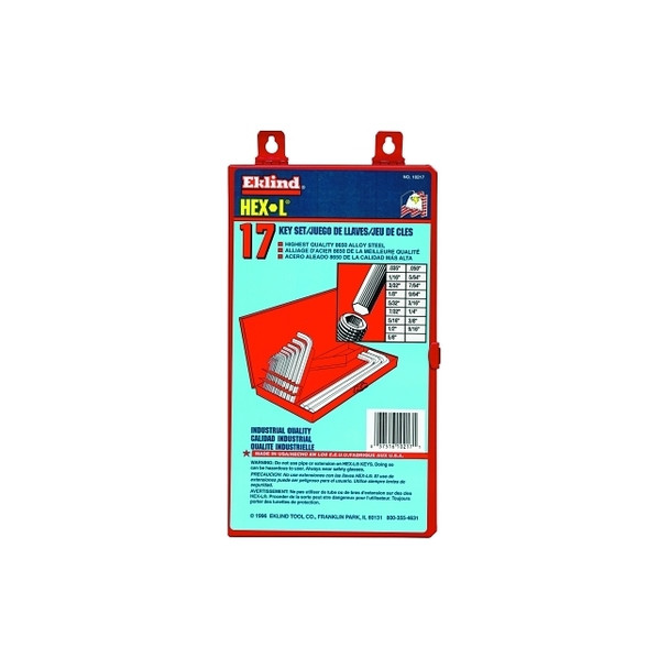 Hex-L® Key Set, 17 per set, Hex Tip, Inch