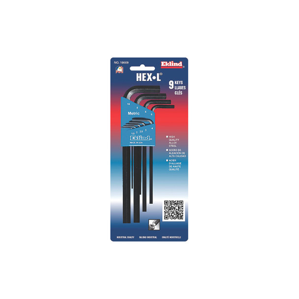 Hex-L® Key Set, 9 per Holder, Hex Tip, Metric, Long Arm
