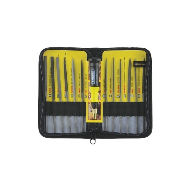 12-Pc Swiss Pattern Needle File Set, 5-1/2 in,  #2 Single Cut Swiss Pattern