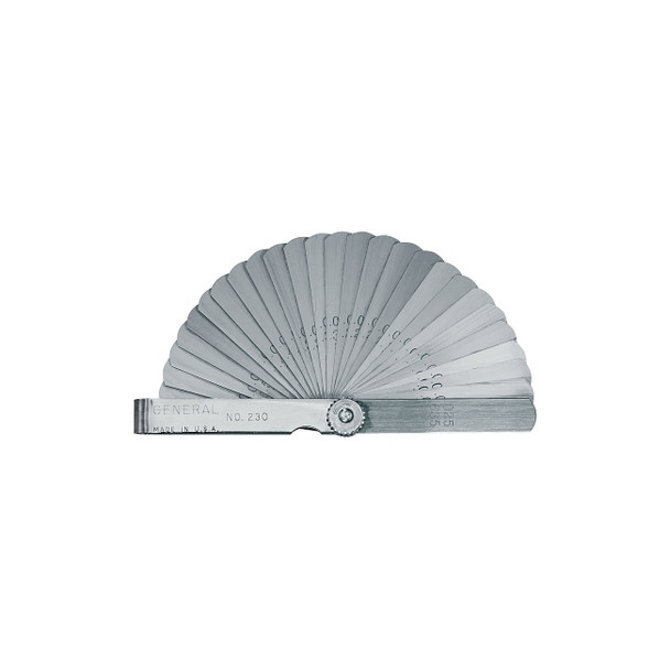 Straight Leaf Feeler Gauge, 26 Leafs, 3 in L x 1/2 in W,  0.0015 in to 0.025 in Leaf Thickness