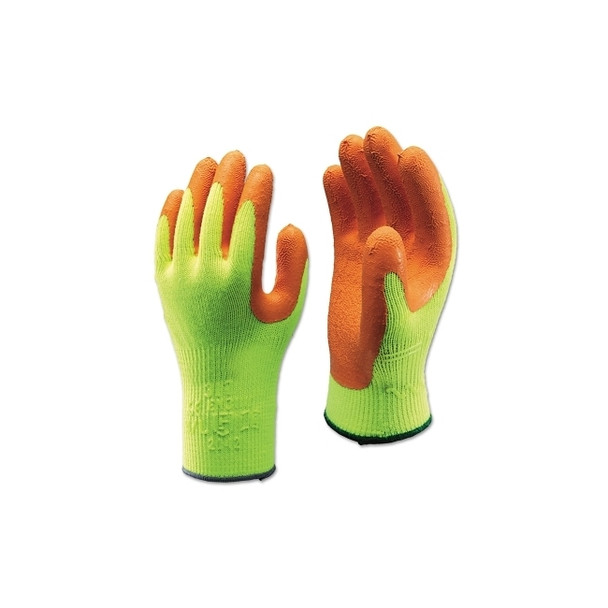 Hi-Viz Latex Coated Gloves, Large, Fluorescent Yellow/Orange