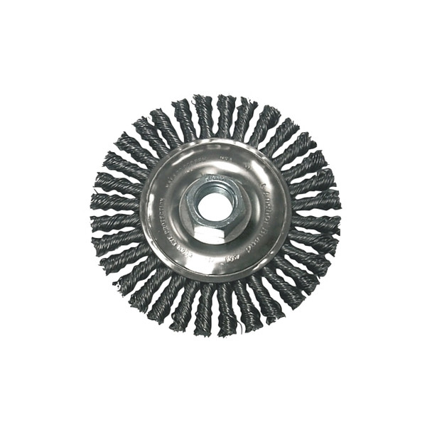 Stringer Bead Wheel Brush, 7 in D x 3/6 in W, 0.02 in, Carbon Steel