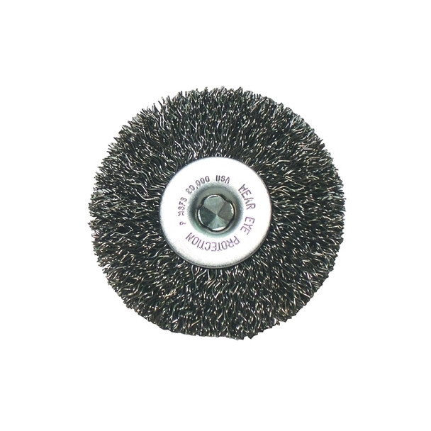 Crimped Wheel Brushes, 2 in D x 3/8 in W, 0.0118 in, Carbon Steel
