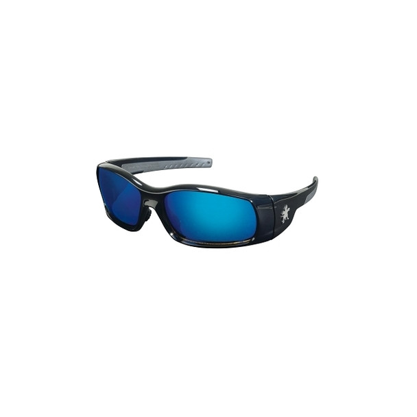 Swagger® SR1 Series Safety Glasses, Blue Diamond Mirror Lens, Duramass HC, Black Frame