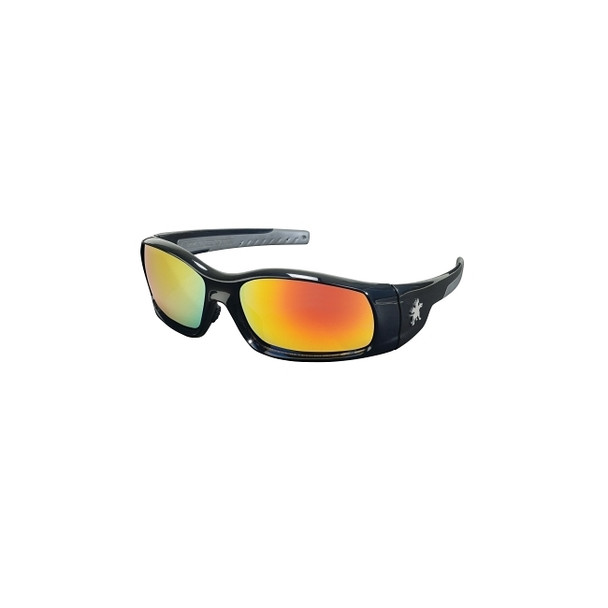 Swagger® SR1 Series Safety Glasses, Fire Mirror Lens, Duramass Hard Coat, Black Frame