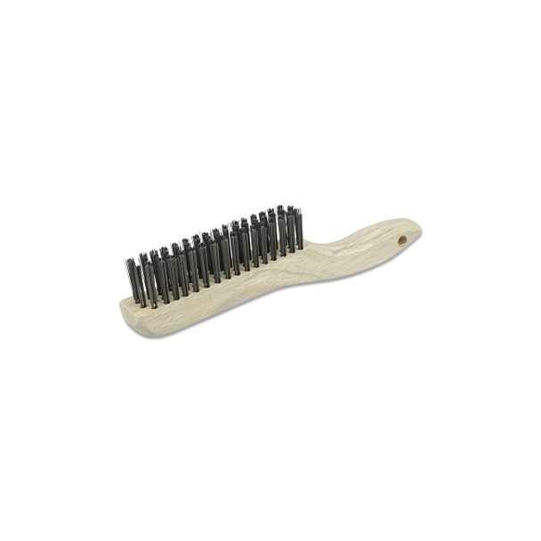 Hand Scratch Brush,10 in L, 4 x 16 Rows, Steel Bristles, Shoe Handle