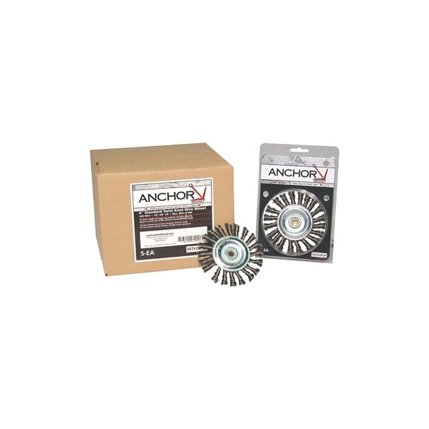 Knot Wheel Brushes, 4 in D x 5/8 in - 11, 1/2 in Face, 0.02 in Stainless Steel Wire