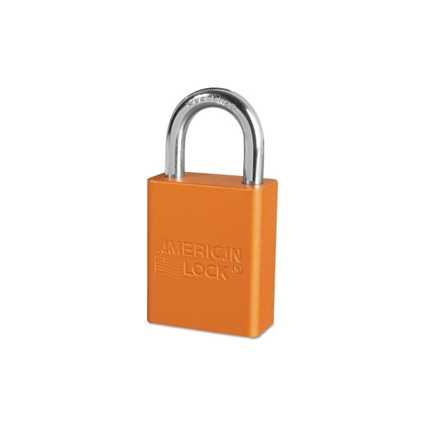 Solid Aluminum Padlocks, 1/4 in Diam., 1 in L X 3/4 in W, Orange Pack of 6
