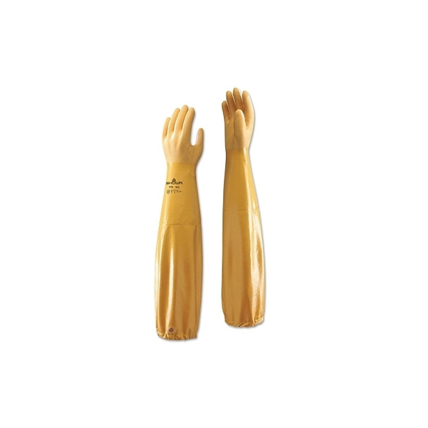 772 Nitrile Gloves, 26 in Cuff, Cotton Lining, X-Large/10, Yellow, 12 mil