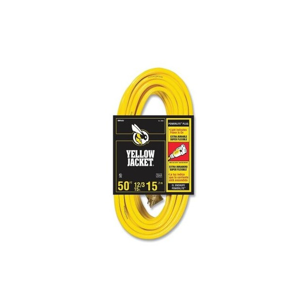 Yellow Jacket® Power Cord, 50 ft, 1 Outlet, Yellow
