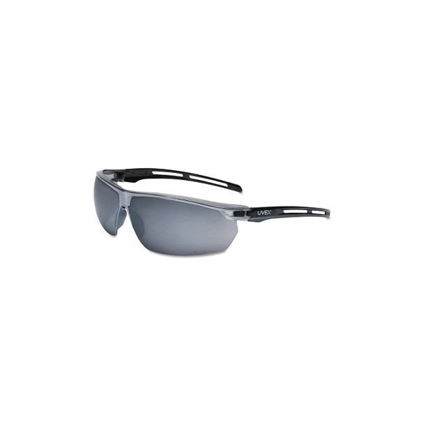 Tirade Sealed Eyewear, Silver Mirror Lens, UvextraAF, Black/Gray Frame, TPR