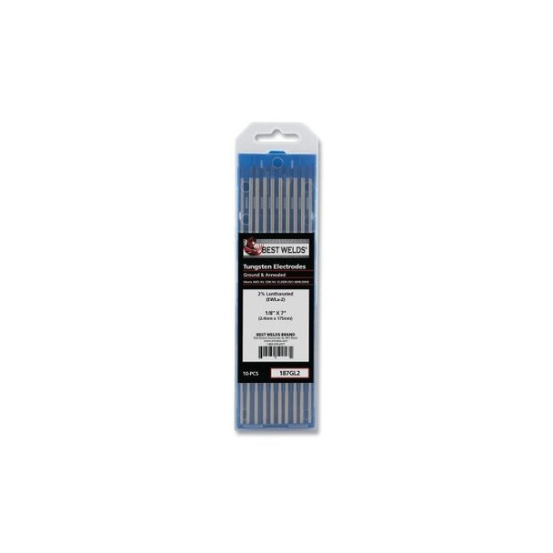 2%anthanated Tungsten Electrode, 1/8 in x 7 in, 10 PK