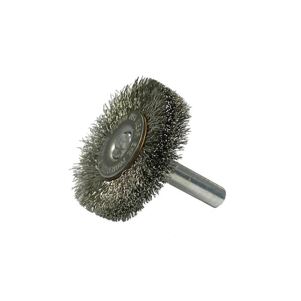 Crimped Wire Wheel, 1 1/2 in D, .006 Stainless Steel Wire Pack of 10
