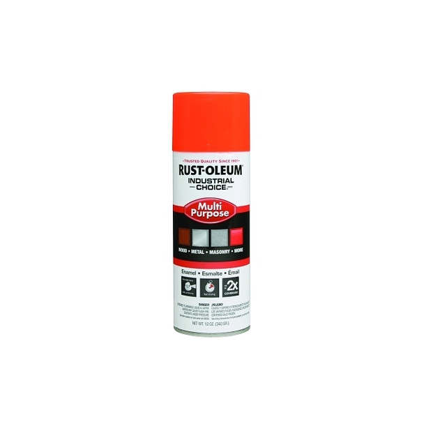 Industrial Choice 1600 System Enamel Aerosols,12oz, Fluorescent Orange, Hi-Gloss Pack of 6