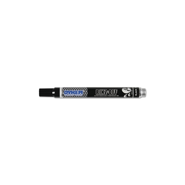 RINZ OFF® Water Removable Temporary Marker, Black, Medium, Threaded Cap Pack of 12