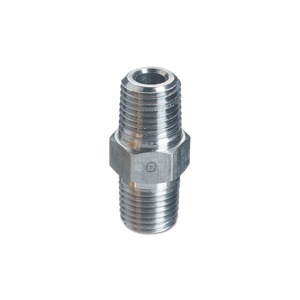Pipe Thread Hex Nipples, 6000 PSIG, Stainless Steel, 1/4 in NPT Male