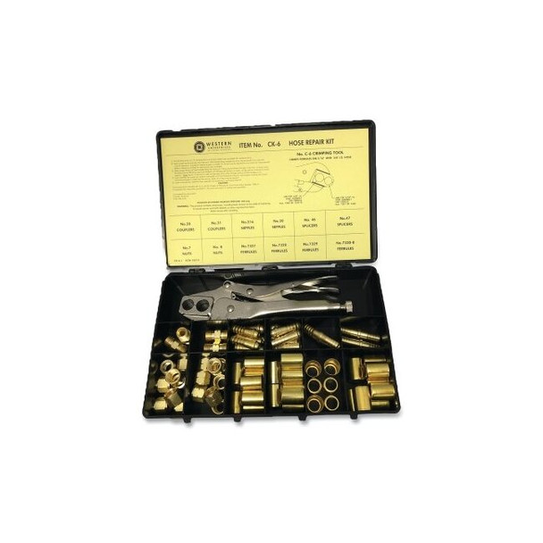 Hose Repair Kit, B-Size Fittings, 3/16 in Hose ID, Hand-Grip 3-Hole Jaw Crimp Tool