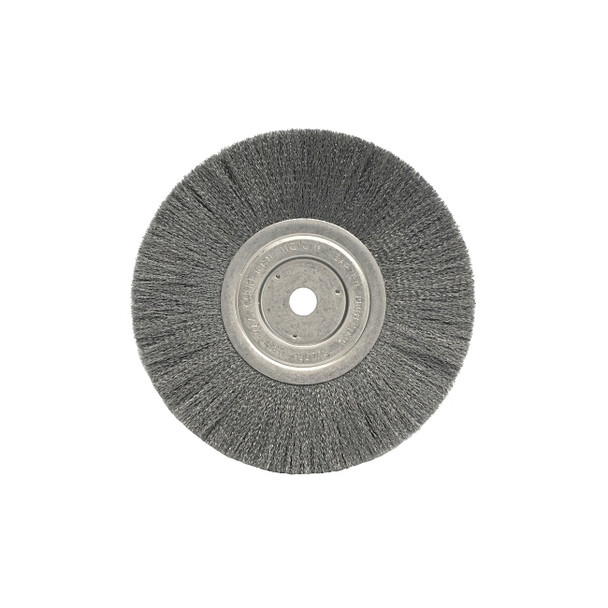 Narrow Face Crimped Wire Wheel, 8 in D x 3/4 W, .0118 Stainless Steel, 6,000 rpm