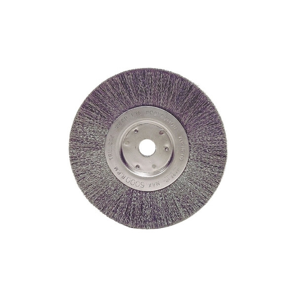 Narrow Face Crimped Wire Wheel, 6 in dia x 3/4 in W, 0.0118 Steel Wire, 6000 rpm