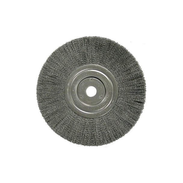 Narrow Face Crimped Wire Wheel, 8 in dia x 3/4 in W, 0.014 in Steel Wire, 6000 rpm