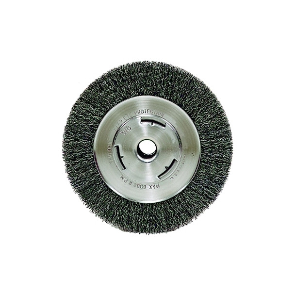 Wide-Face Crimped Wire Wheel, 7 in dia. x 7/8 in W, 0.014 in Steel, 6000 rpm