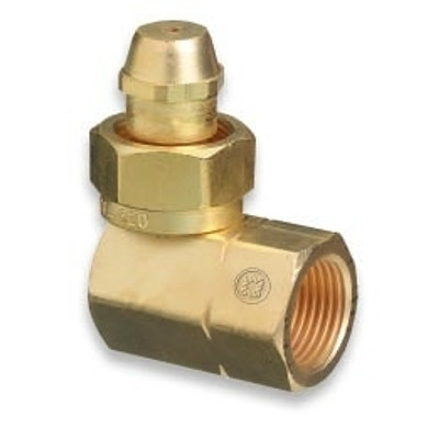 Brass Cylinder Adaptor, CGA-520 "B" Tank Acetylene To CGA-510 POL Acetylene 90°