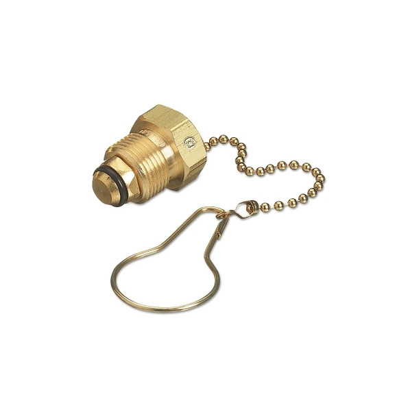 Chain and Plug Assembly, 2-Pc Nut and Plug Assembly, 3000 psig, Brass, Argon/Helium/Nitrogen, Brass