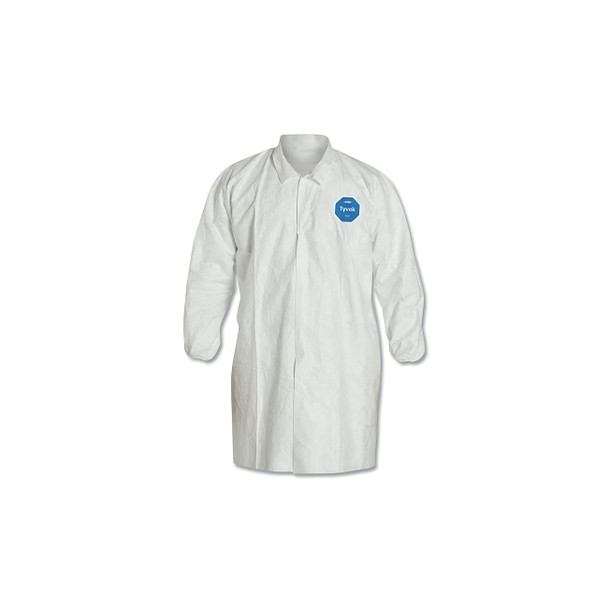 Tyvek® Lab Coats No Pockets Knee Length, Large, White