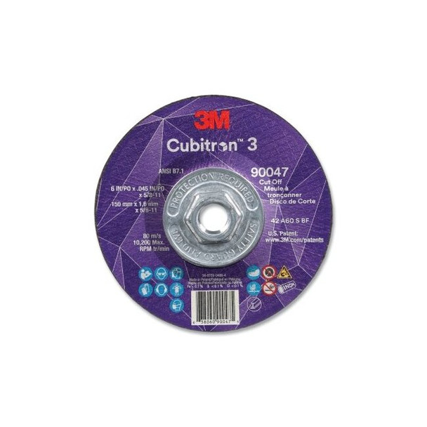 Cubitron™ 3 Cut-Off Wheel, 6 in dia x 0.045 in Thick x 5/8 in-11 Arbor, 60+ Grit, T27