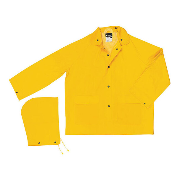 MCR Safety® Classic Rain Jacket, Large, Yellow, 1/Each