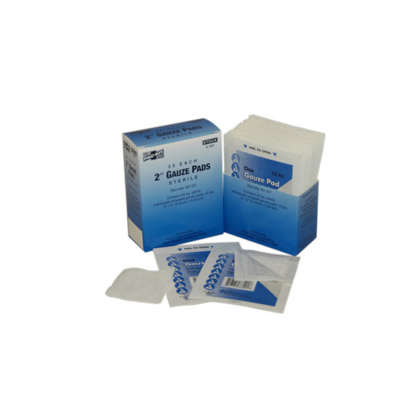 Sterile Gauze Pads (Unitized Refil), 2" x 2", 20/Box