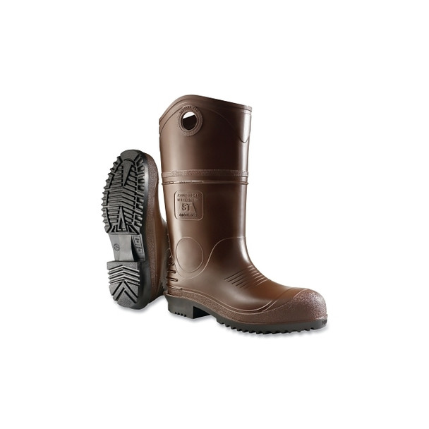 DuraPro® XCP Rubber Boots, Steel Toe, Men's 9, 16 in Boot, PVC, Brown/Black