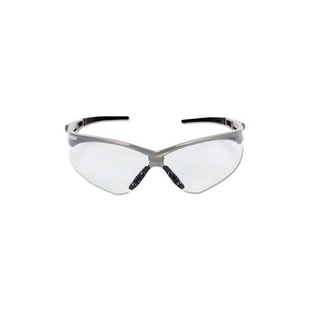 V30 Nemesis™ Safety Glasses, Clear, Polycarbonate Lens, Anti-Fog, Silver Frame/Black Temples, Nylon