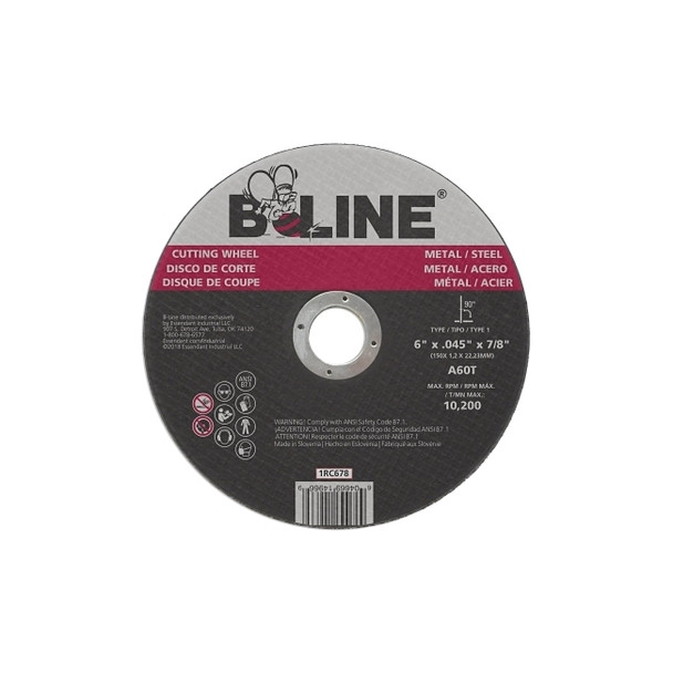 Cutting Wheel, 6 in dia, 0.045 in Thick, 7/8 in Arbor, 60 Grit, Aluminum Oxide