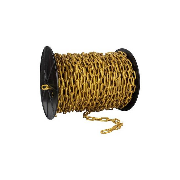 Mr. Chain 1.5" x 200' Gold Plastic Safety Chain - Reel 30109
