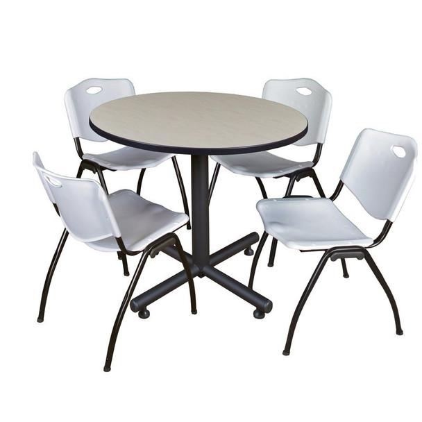 Kobe Round Table & Chair Set, Wood, Metal, Plastic Top, Maple