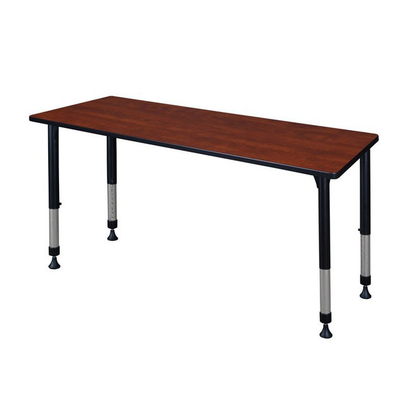 Rectangular Classroom Tables, 66 W, 24 L, 23-34 H, Wood, Metal, Cherry