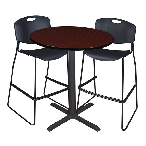 Cain Cain Caf e Table & Chair Sets, 36 W, 36 L, 42 H, Mahogany TCB36RNDMH4495BK