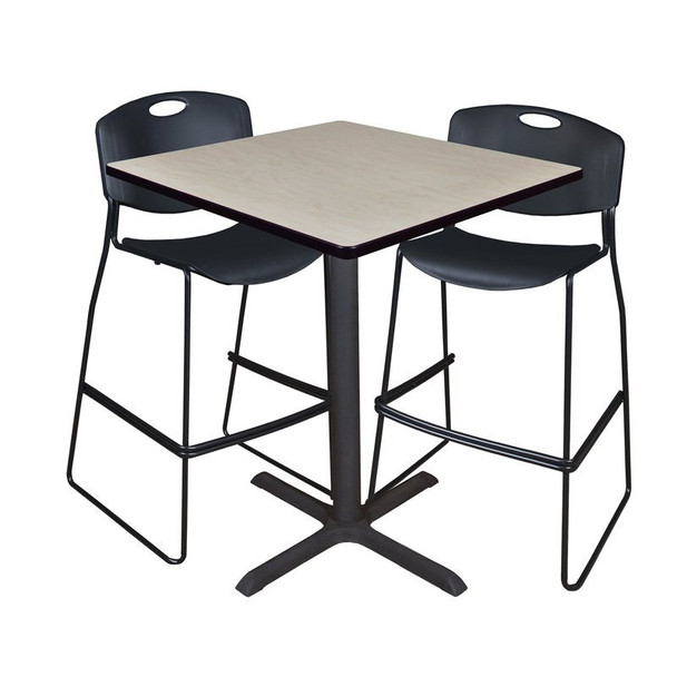 Cain Cain Cafe Table & Chair Set, 36 W, 36 L, 42 H, Maple TCB3636PL4495BK