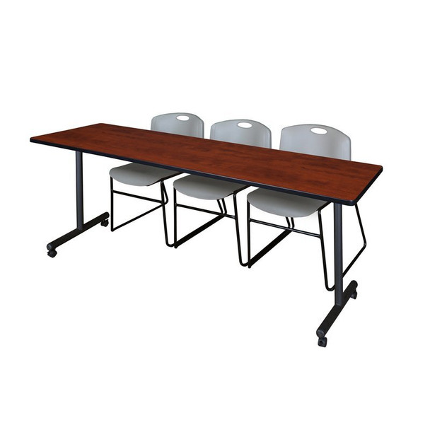 Kobe Rectangle Mobile table, 84" W, 29" H, Laminate Top, Cherry MKTRCC8424CH44GY