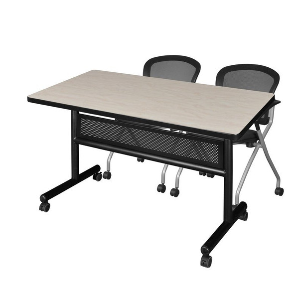 Kobe Rectangle FlipTop Table, 48" W, 29" H, Laminate Top, Maple MKFTM4830PL23BK