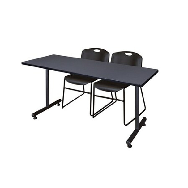 Kobe Rectangle Training Table, 66" W, 29" H, Laminate Top, Gray MKTRCT6630GY44BK