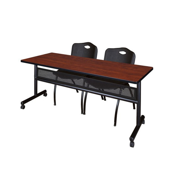 Kobe Rectangle FlipTop Table, 72" W, 29" H, Laminate Top, Cherry MKFTM7224CH47BK