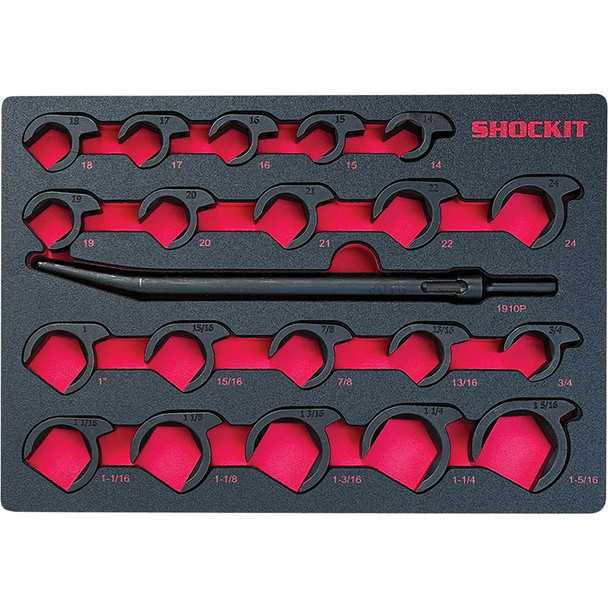 Shockit™ Crows Ft St in HD EVA Foam Tray,Heavy Duty Indust/Hydraulic Fitting Sockts SAE/Met St– 20PC LT1915FM